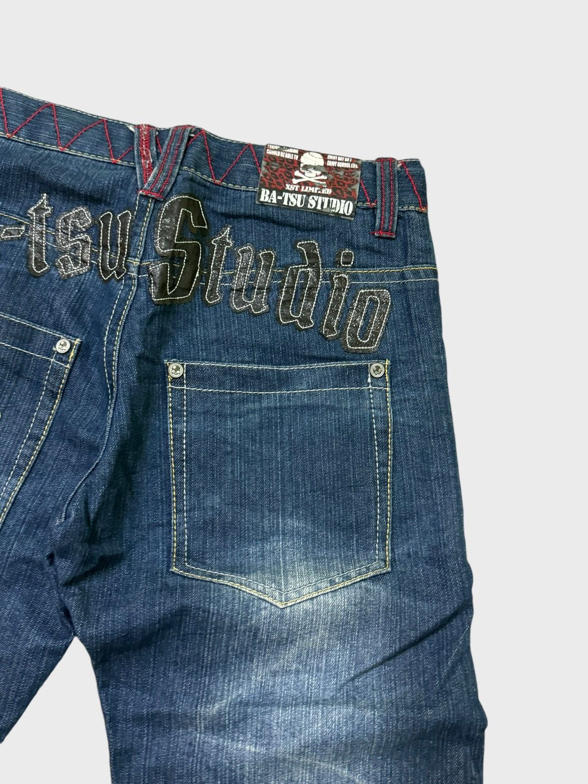 Japanese Brand × Tornado Mart × Vintage BA-TSU STUDIO Skeletons Patches Big logo Distressed Denim Size US 28 / EU 44 - 12 Thumbnail