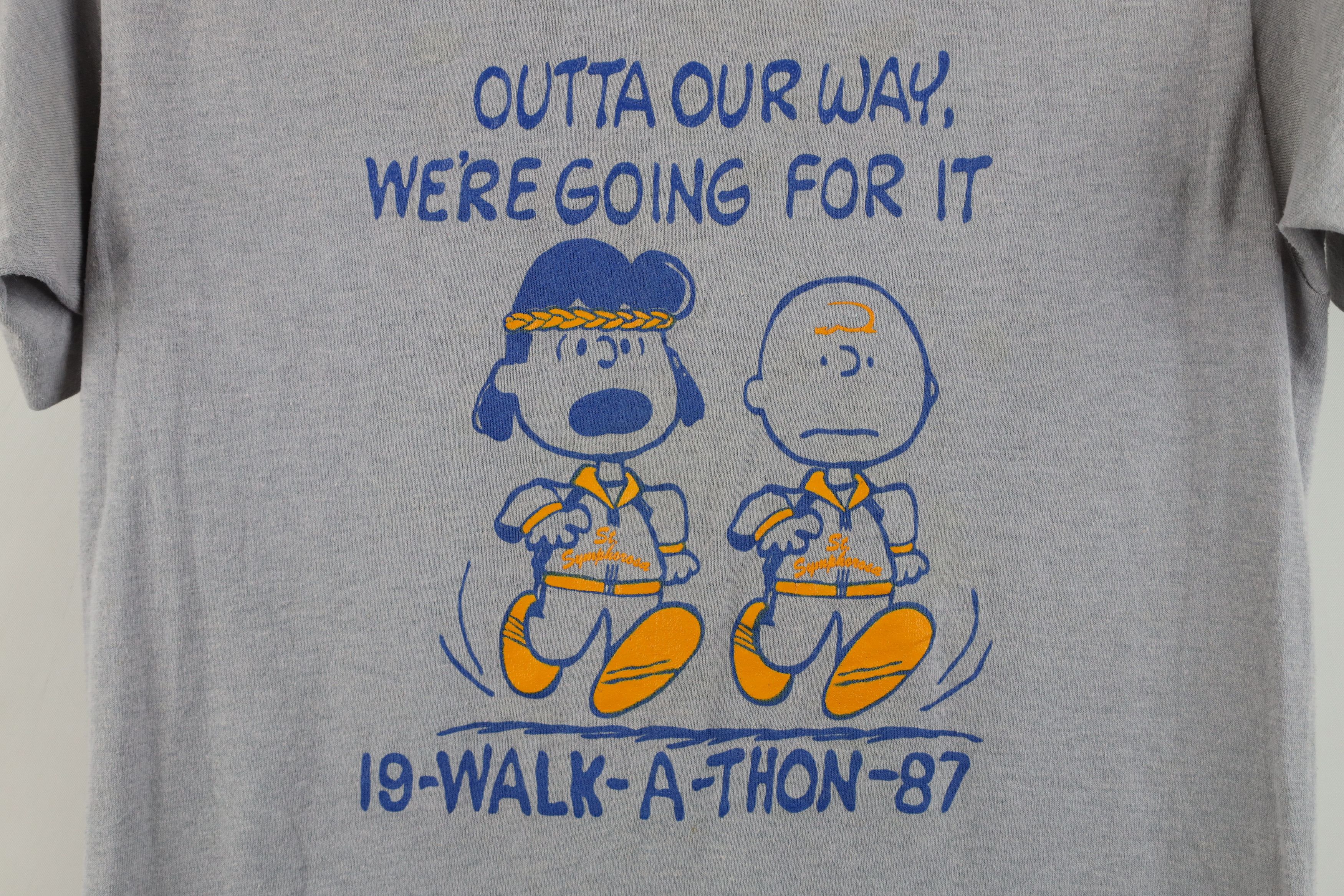 Vintage Vintage 80s Peanuts Charlie Brown A Thon T-Shirt Gray USA Size S / US 4 / IT 40 - 4 Thumbnail