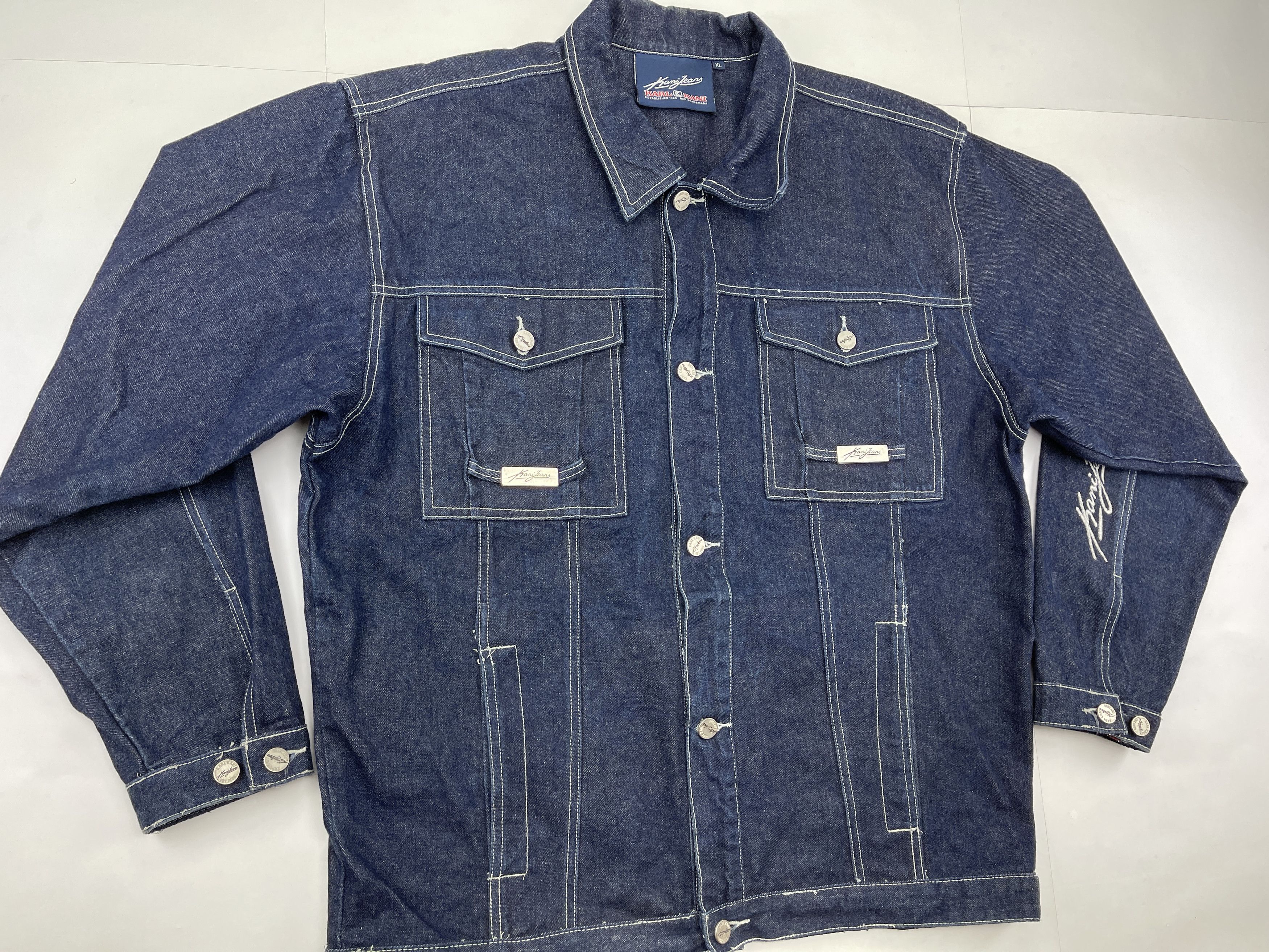 Karl Kani jacket, blue, vintage Kani denim jacket, 90s XL - www
