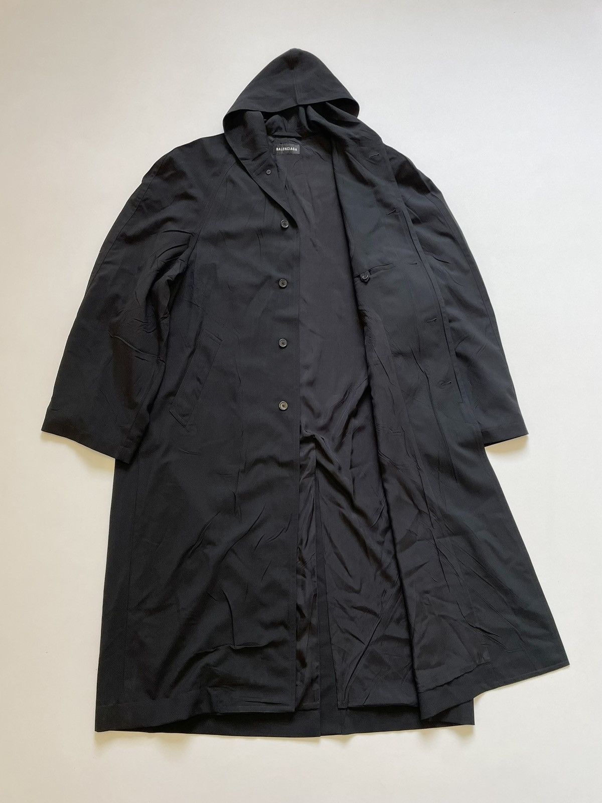 Balenciaga S/S 24 Black Wool Hooded Cloak Jacket Size US XL / EU 56 / 4 - 10 Thumbnail