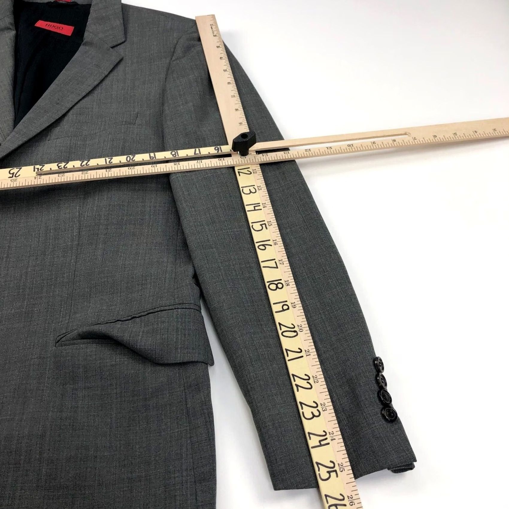 Hugo Boss Hugo Boss Awe/Holl 40R Wool Button Blazer Sport Coat Jacket Dark Gray Size 40R - 6 Thumbnail