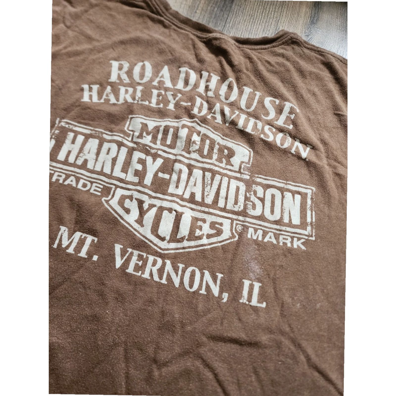 Harley Davidson VINTAGE Harley-Davidson Mt Vernon IL Double Sided T Shirt Brown Mens XL Size US XL / EU 56 / 4 - 2 Thumbnail