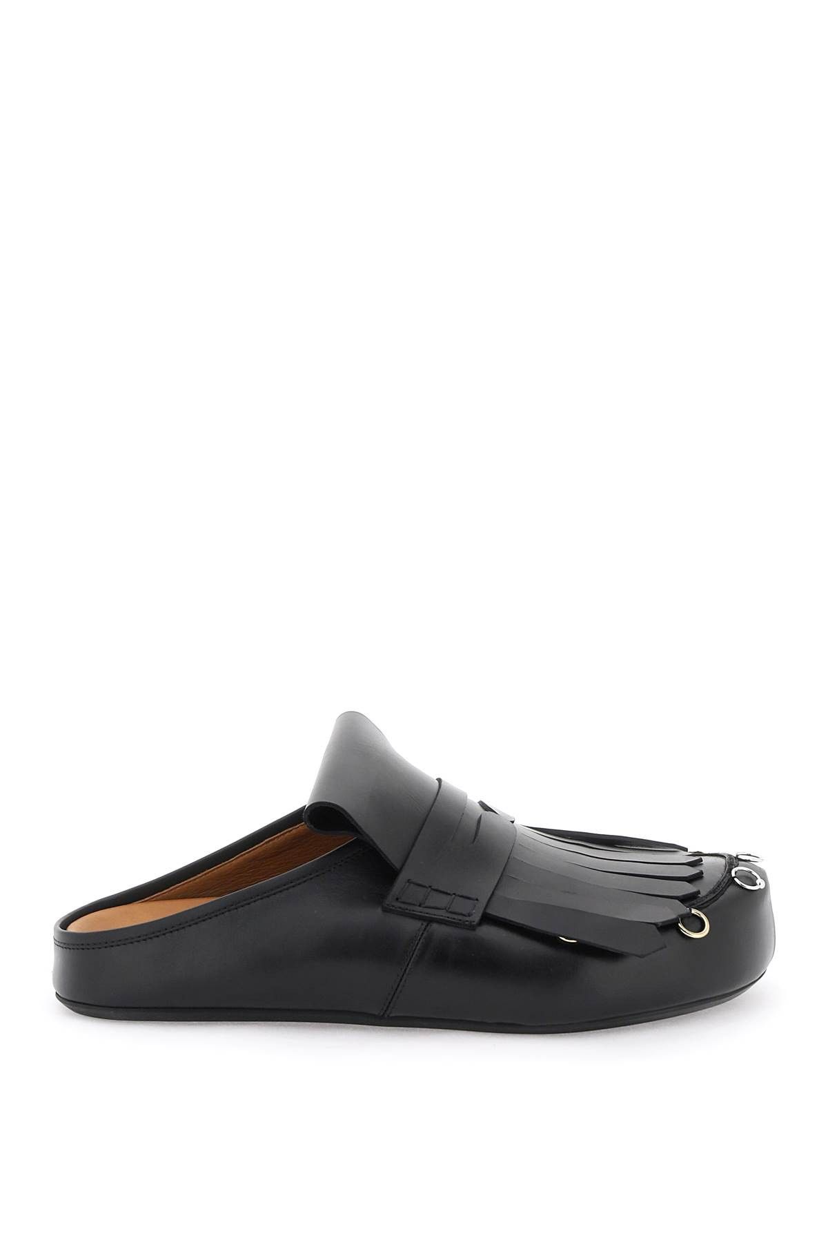 image of Marni Leather Clogs With Bangs And Piercings Shoes in Black, Men's (Size 11)