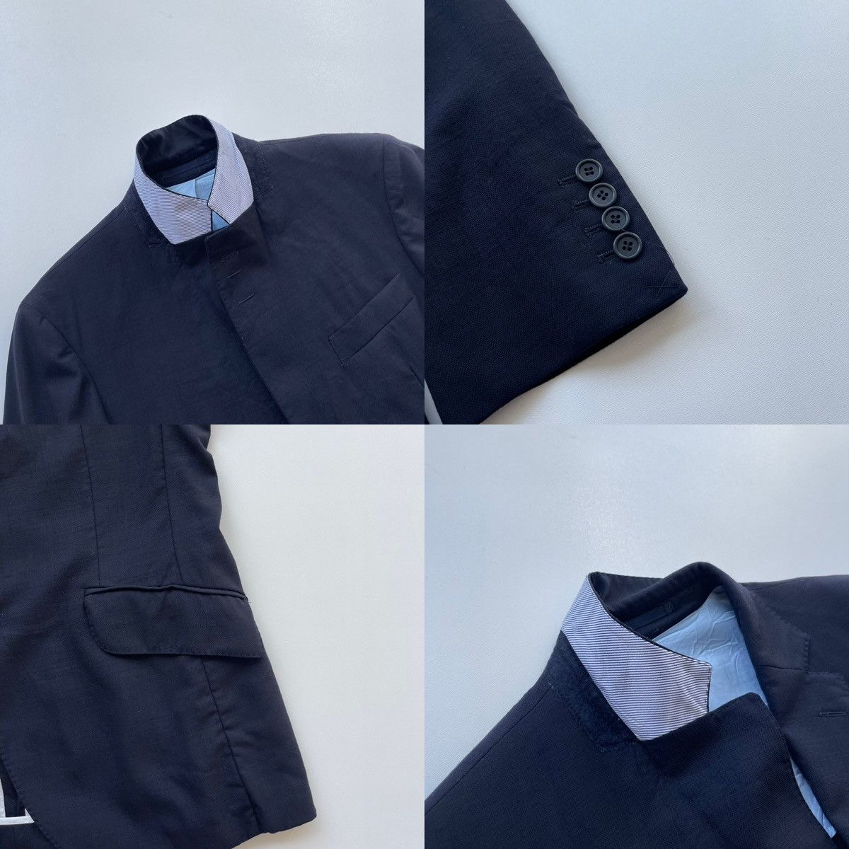 Hackett Hackett London Wool Blend Hopsack Two-Button Blazer Navy Size 48R - 7 Thumbnail