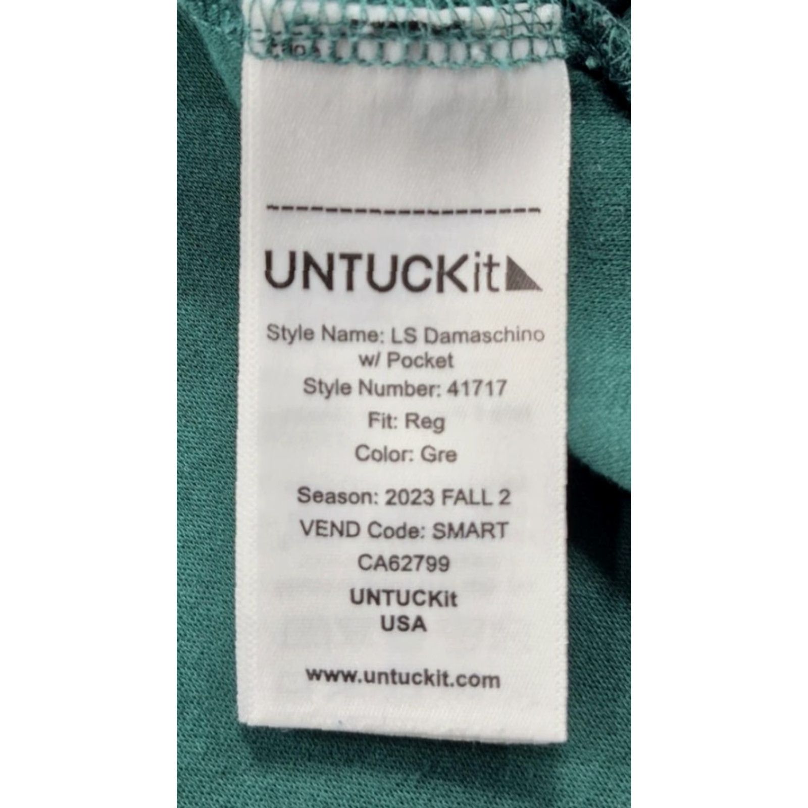UNTUCKit UNTUCKit Polo Shirt Mens 3XL Green LS Damaschino Pocket Long Sleeve Cotton Knit Shirt Size US XXL / EU 58 / 5 - 6 Thumbnail