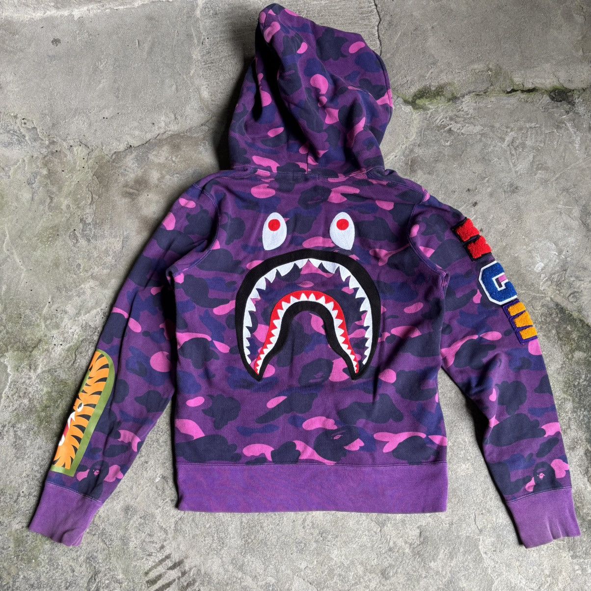 A Bathing Ape (BAPE) Full Zip Hoodie Purple camouflage
