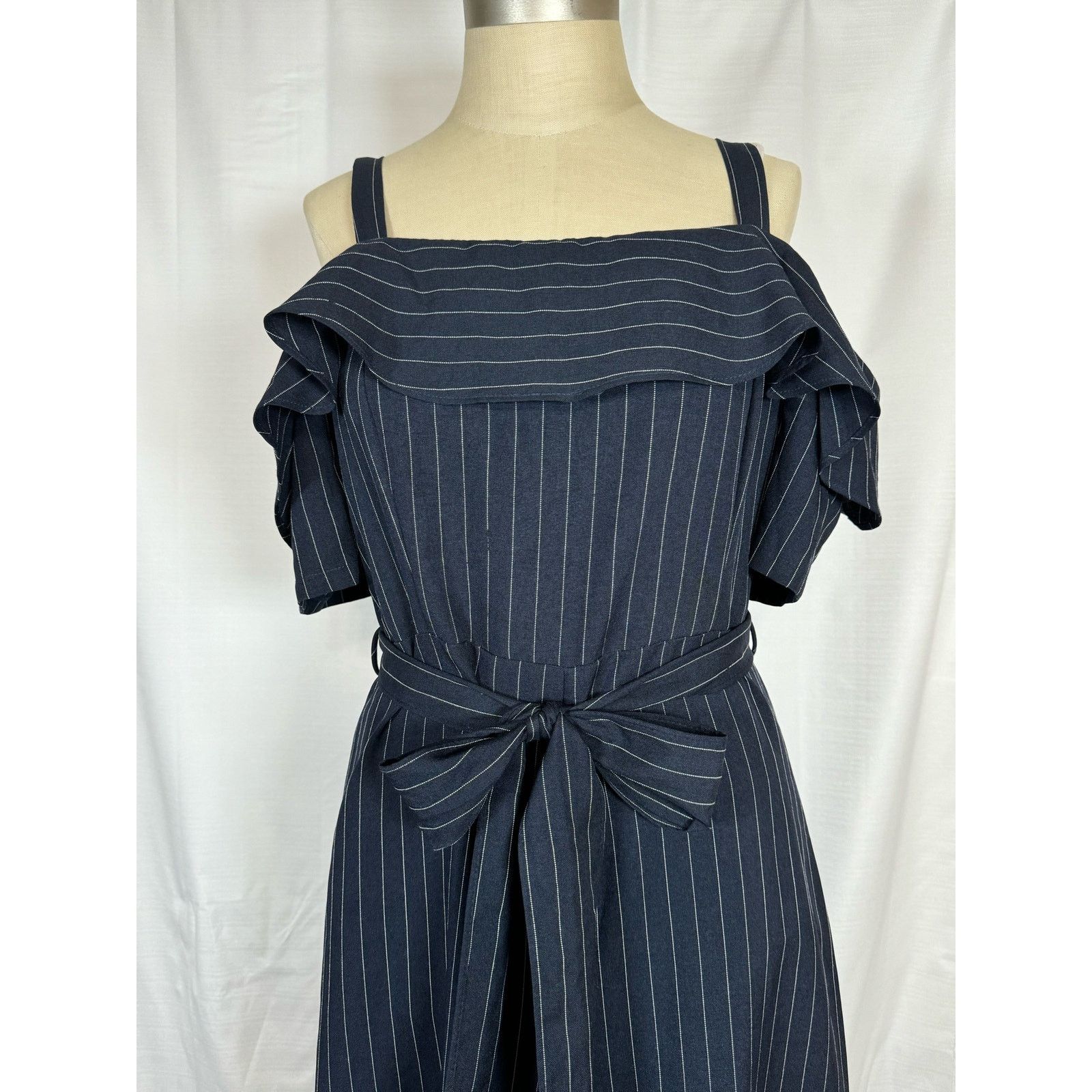 Unknown London Essue Elegant Off Shoulder Strap Marine Blue Jumpsuit Womens Size 34" / US 12 / IT 48 - 2 Thumbnail