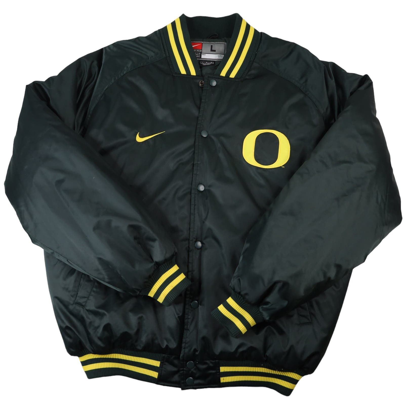 image of NCAA x Nike Vintage Nike University Of Oregon Ducks Satin Jacket in Green, Men's (Size Large)