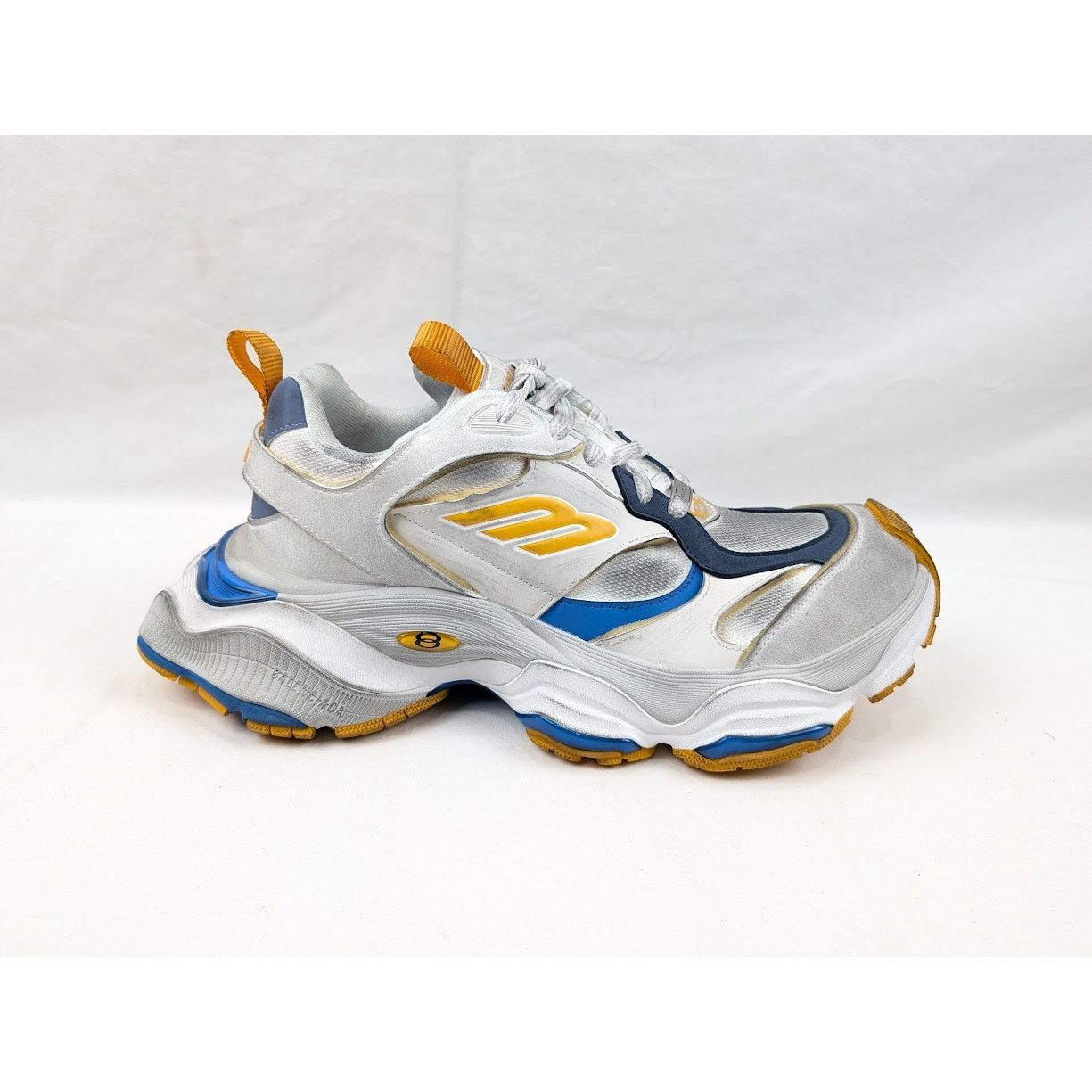 Balenciaga o1rshd1 Cargo Suede Low-Top Sneakers White/Grey/Orange/Blue Size US 12 / EU 45 - 9 Thumbnail