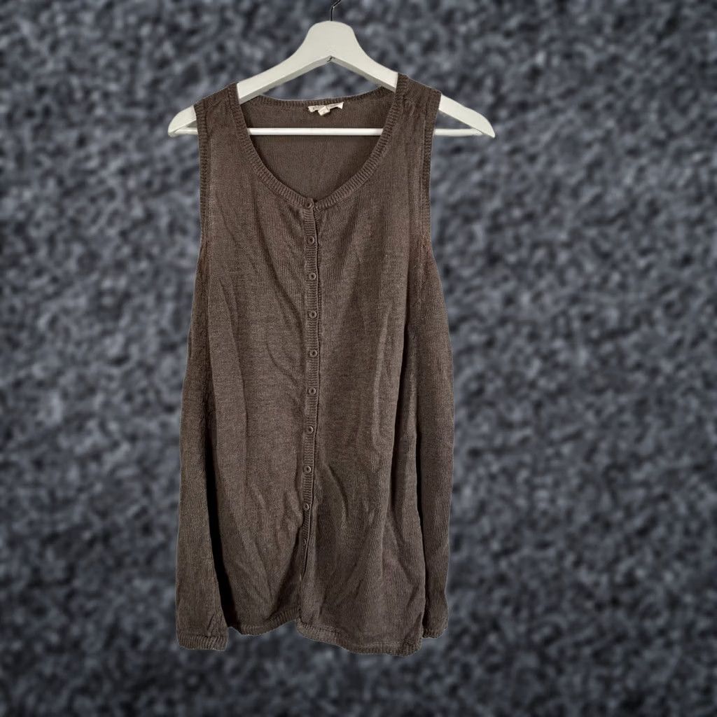 Eileen Fisher Eileen Fisher Womens Linen Knit Button-Up Sweater Vest Medium Brown Lightweight Size M / US 6-8 / IT 42-44 - 1 Thumbnail