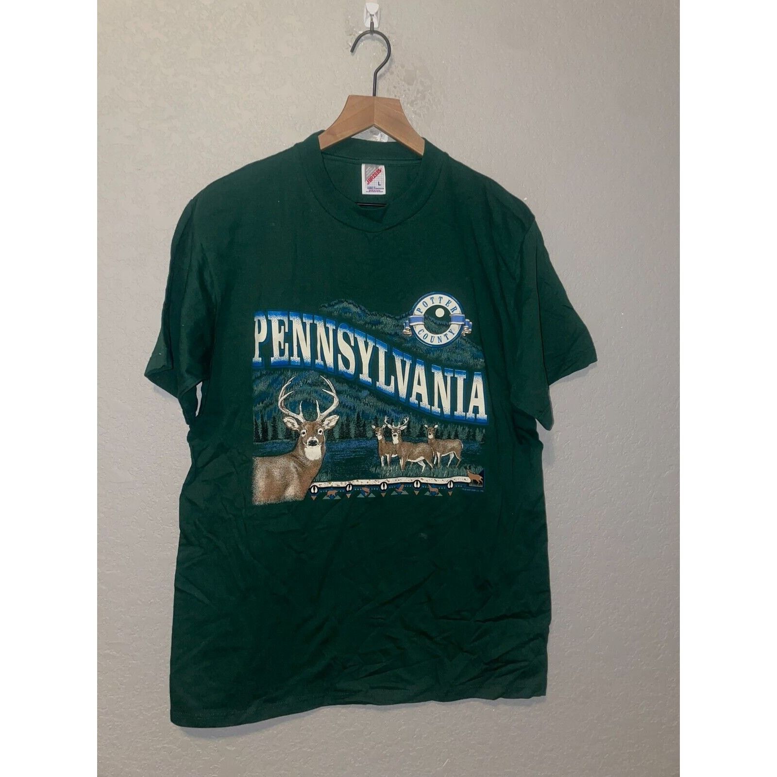 Jerzees 90s Pennsylvania Deer Scenic Nature Graphic T-Shirt L Size US L / EU 52-54 / 3 - 1 Thumbnail