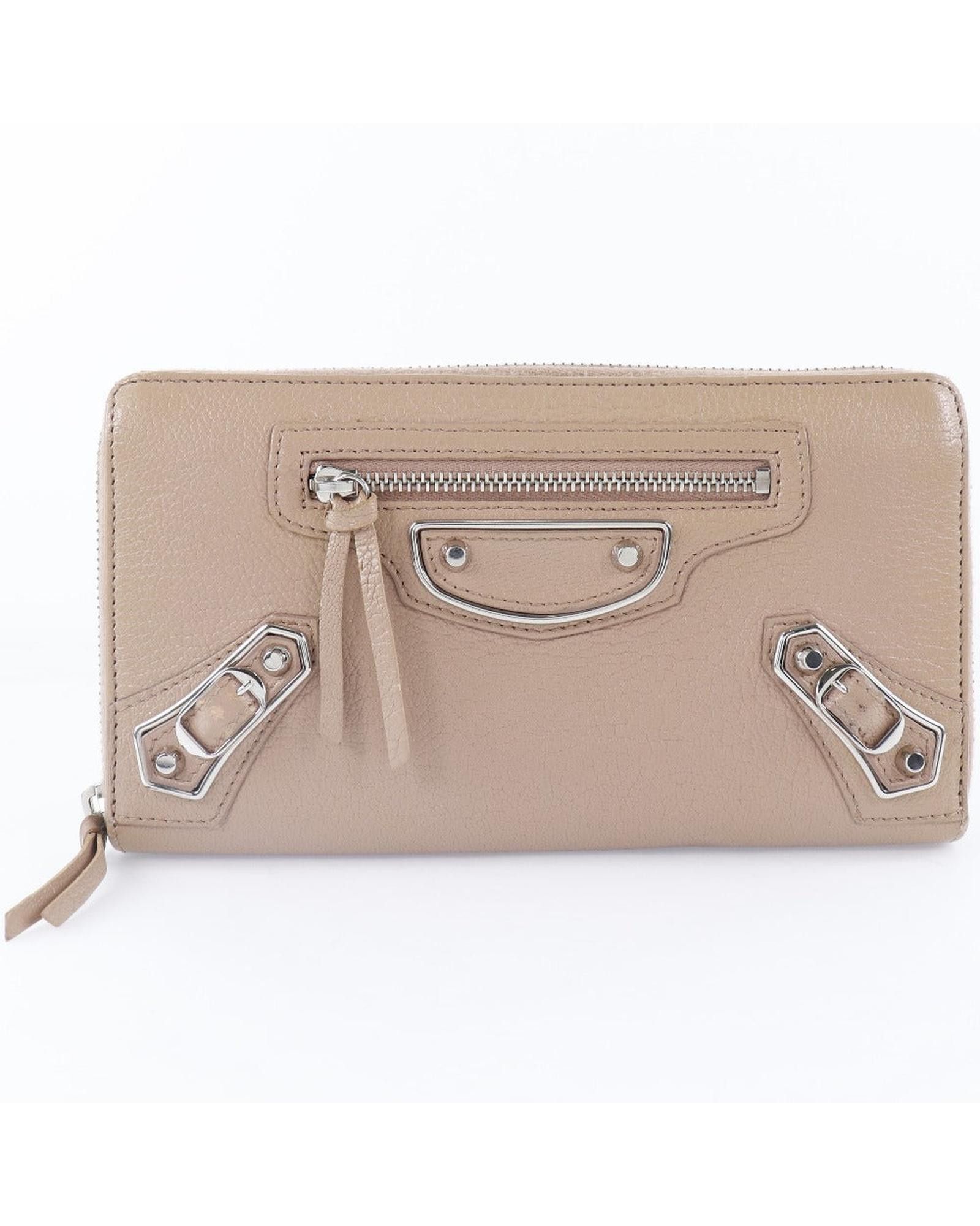 image of Balenciaga Continental Zip Around Wallet in Beige, Women's