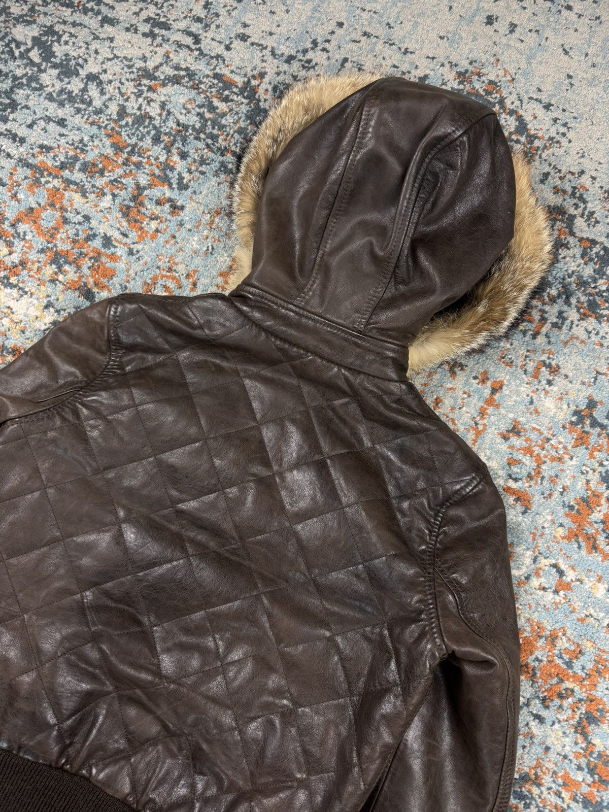 Belstaff × Designer × Vintage Vintage 90s Belstaff ocelot hooded leather fur bomber jacket Size S / US 4 / IT 40 - 7 Thumbnail
