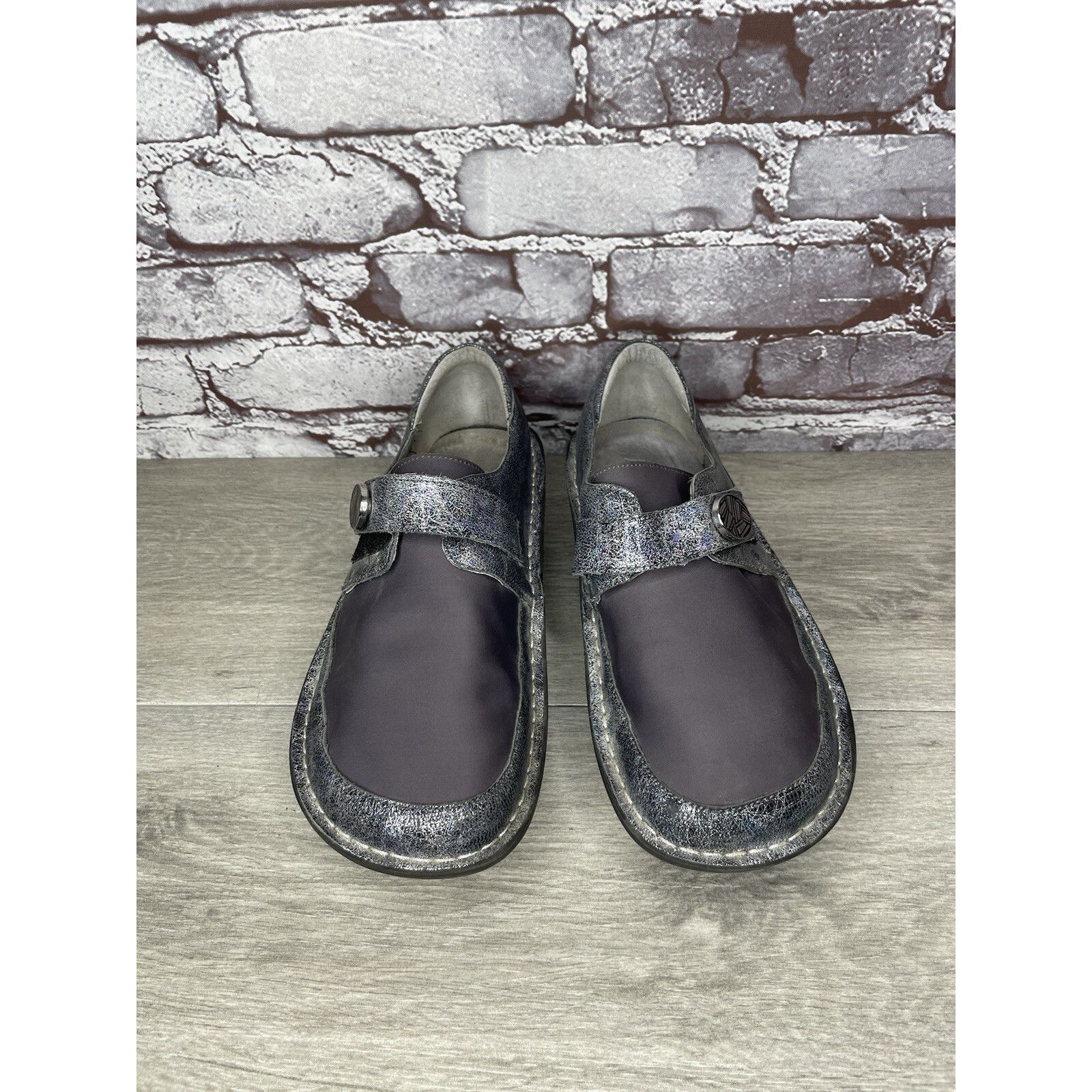 Allegri Alegria DEN-735 MOON SHADOW Gray Leather Shoes Slip-On Clogs Size US 9 / IT 39 - 15 Thumbnail