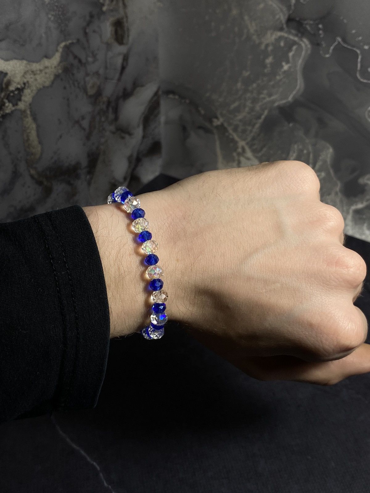 Jewelry Crystal Beaded Bracelet – Blue & Clear Sparkle Size ONE SIZE - 8 Thumbnail