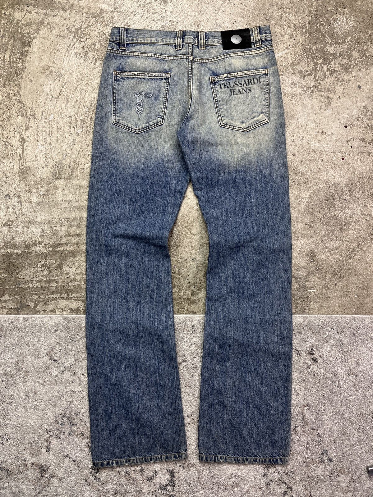 Trussardi × Vintage TRUSSARDI EMBROIDERED LOGO DENIM PANTS - LOT № 3148 Size US 33 - 5 Thumbnail