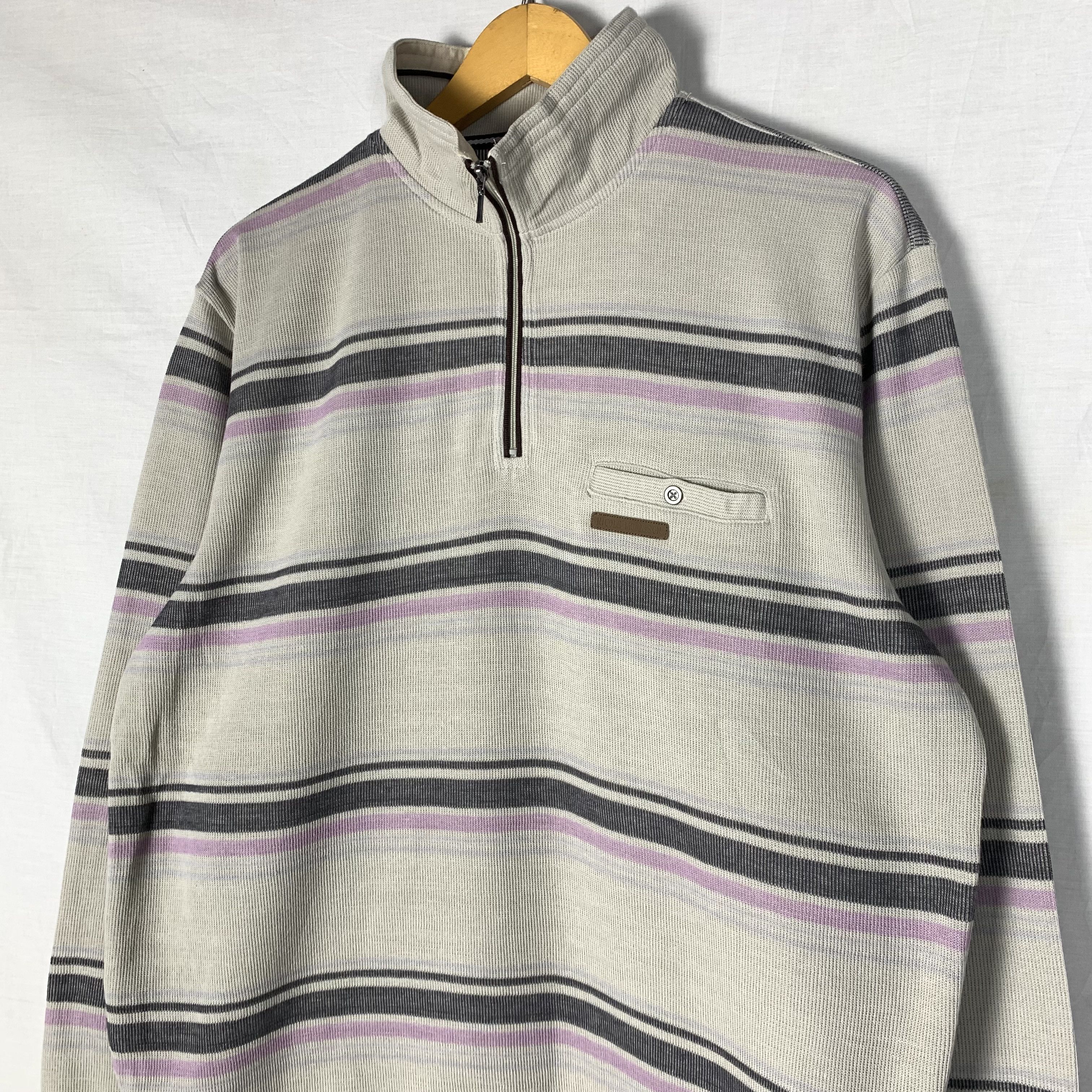 Vintage Vintage Nicole Morisson Halfzip Striped Sweatshirt Crewneck Size US L / EU 52-54 / 3 - 3 Thumbnail