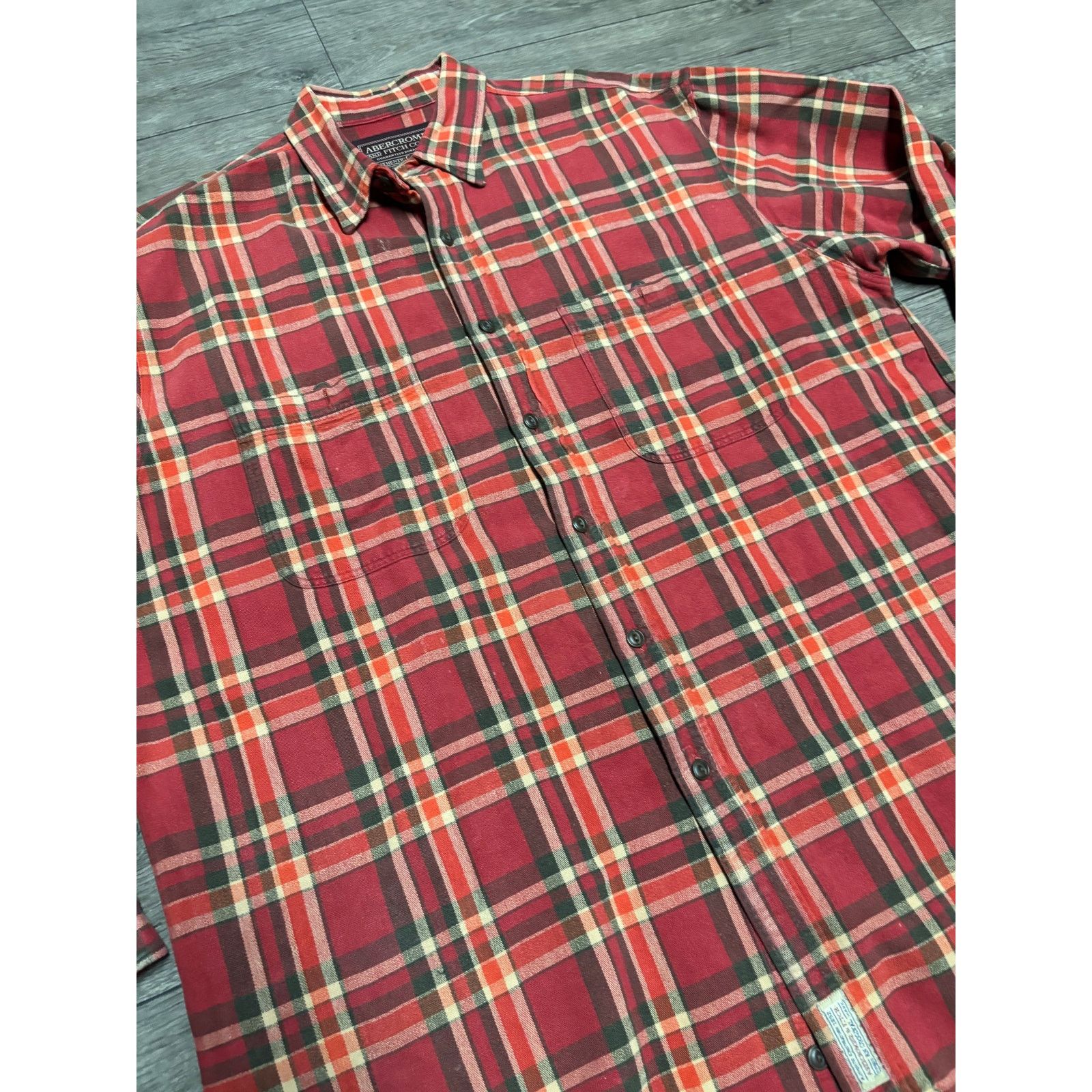 Abercrombie & Fitch × Vintage VTG Abercrombie & Fitch Flannel Button Lined Shirt Sz L Red Size US L / EU 52-54 / 3 - 3 Thumbnail