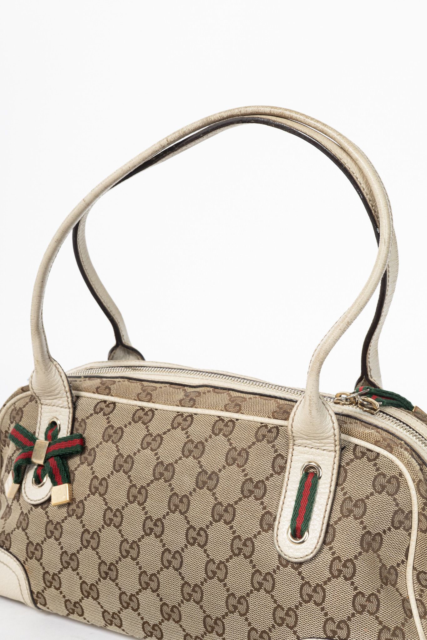 Gucci Gucci Princy Boston Beige & Ebony GG Canvas Web Handbag Size ONE SIZE - 6 Thumbnail