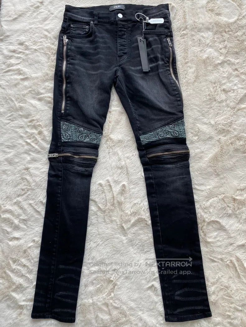 Amiri Amiri Size 32 Washed black and green cashew mx2 jeans Size US 32 / EU 48 - 1 Thumbnail