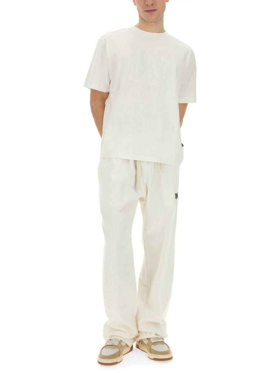 Palm Angels o1y0325 Logo Jogger & Sweatpant in Cream Size US 30 / EU 46 - 4 Thumbnail