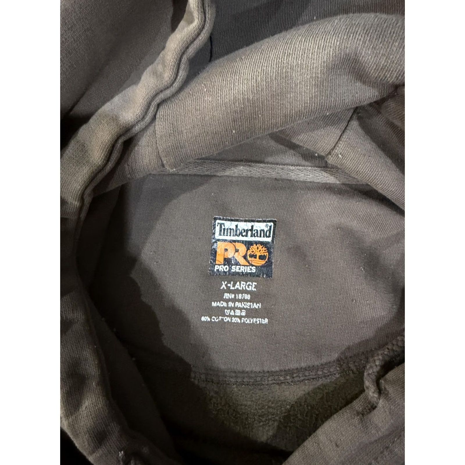 Timberland Timberland Pro Hoodie Mens XL Brown Pullover Fleece Sweatshirt Kangaroo Logo Graphic Print Hooded Pockets Crew Neck - Cotton Polyester Size US XL / EU 56 / 4 - 6 Thumbnail