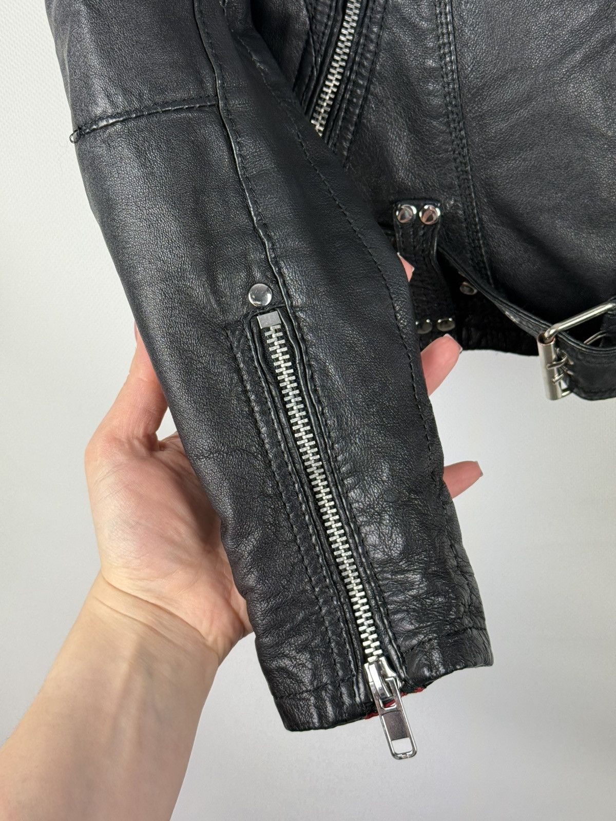 JOFAMA Jofama By Kenza Ladies Gothic Leather Biker Jacket Size 34 Size XS / US 0-2 / IT 36-38 - 10 Thumbnail