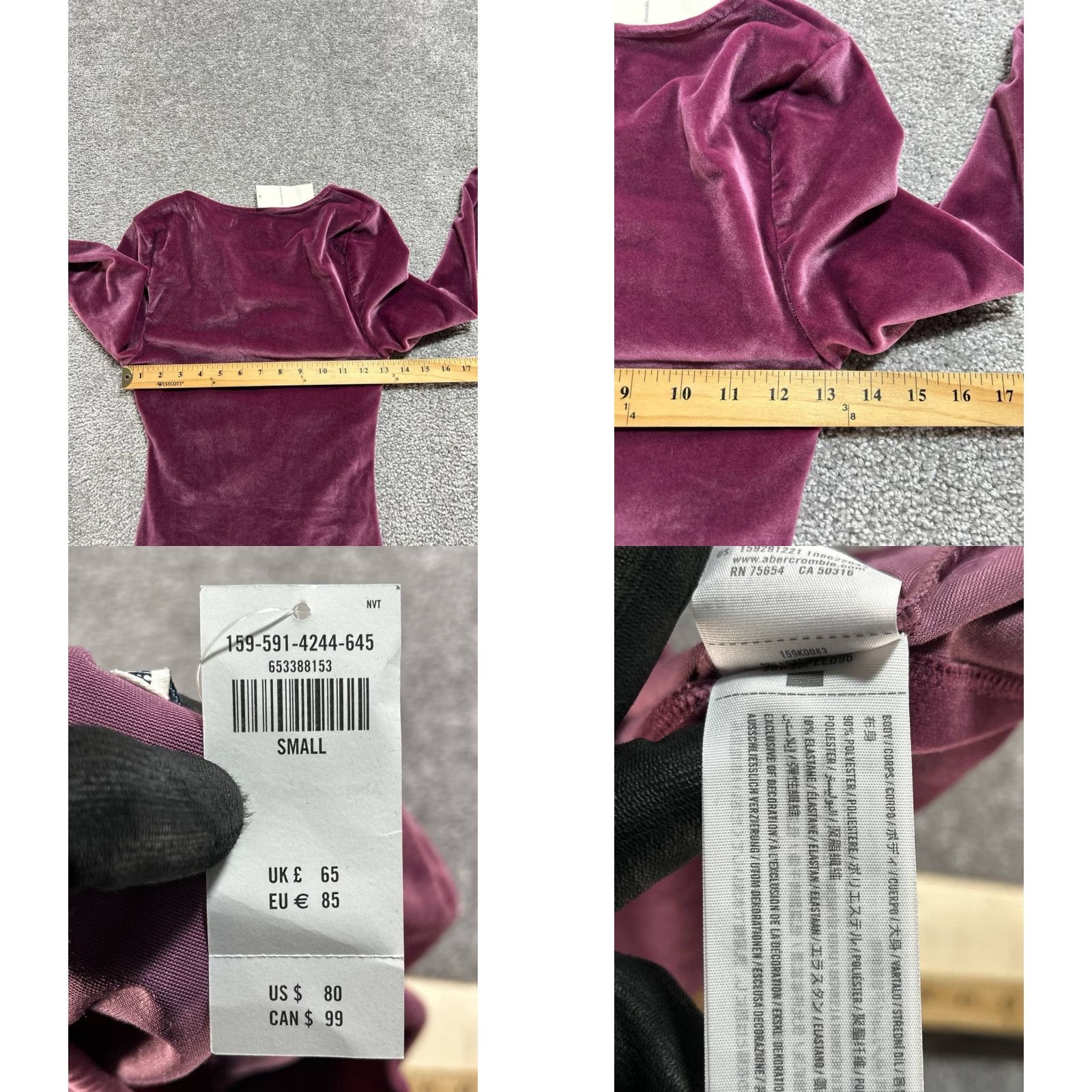 Abercrombie & Fitch Abercrombie & Fitch Velvet Mini Dress Womens Small Purple Ruched Waist New Size S / US 4 / IT 40 - 8 Thumbnail
