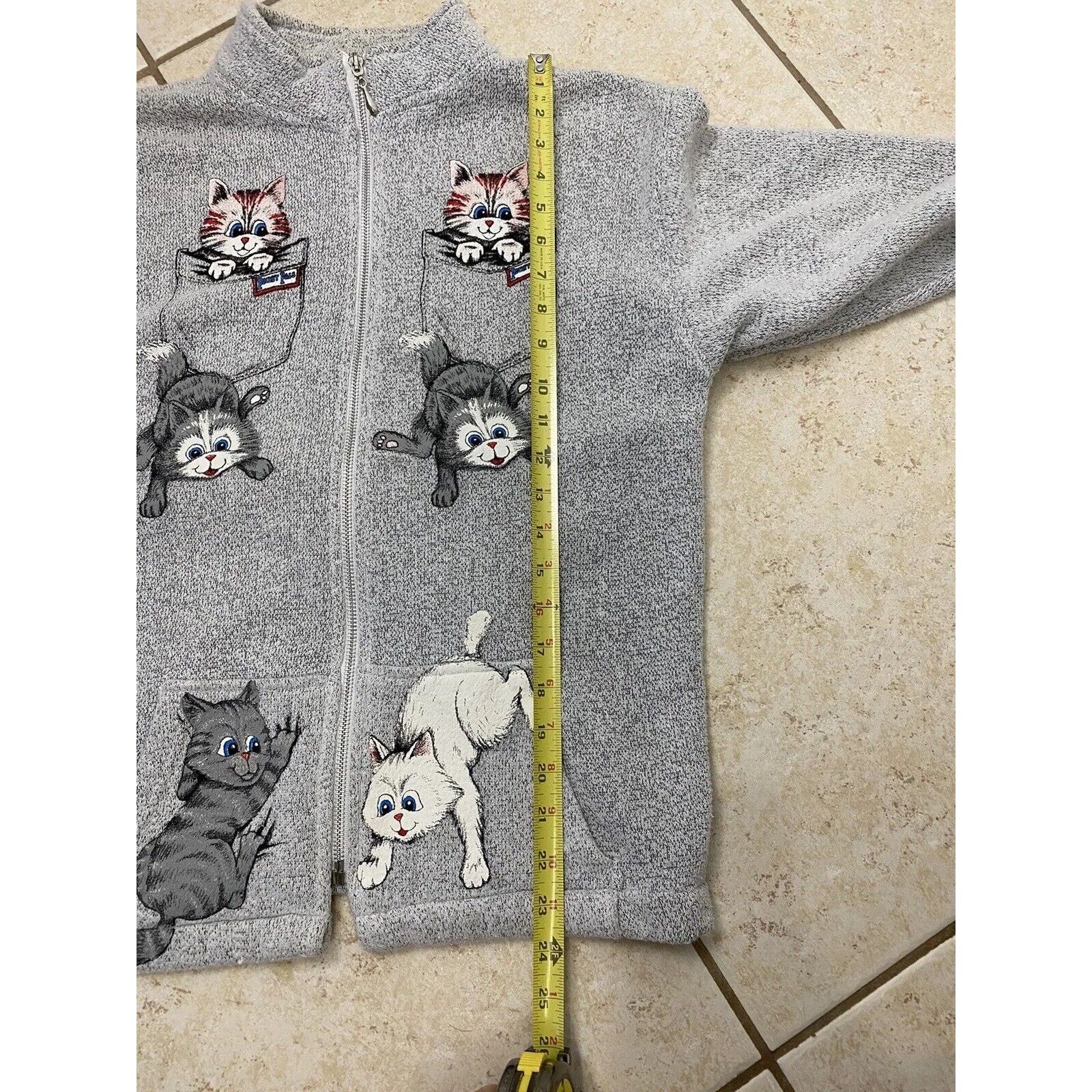 Other VTG ESY Sportswear Painted Cat Zip Sweater Grey Kitten Size S / US 4 / IT 40 - 12 Thumbnail