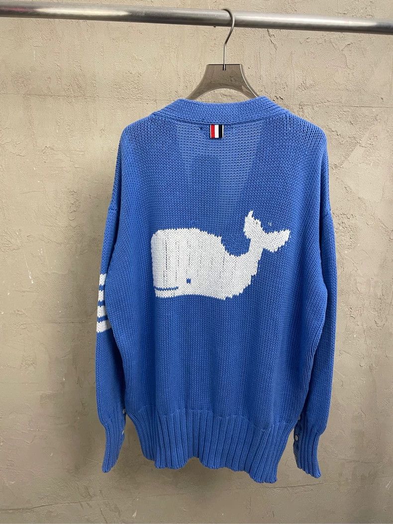 Thom Browne Thom browne Sea blue whale four-striped knitted cardigan ja Size M / US 6-8 / IT 42-44 - 2 Thumbnail