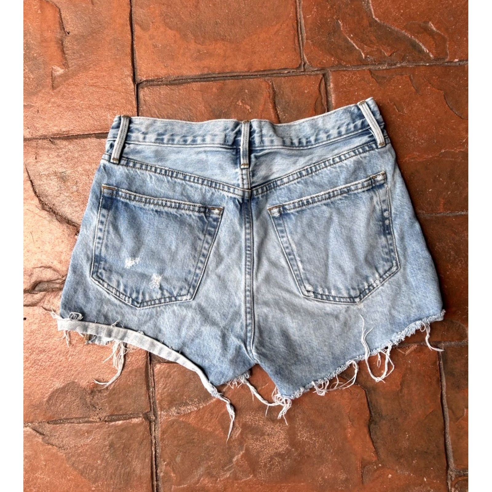 Frame VINTAGE Frame Distressed Frayed Hem Cut-Off Jean Denim Shorts Women’s 25 Blue Size 42" / US 20 - 3 Thumbnail