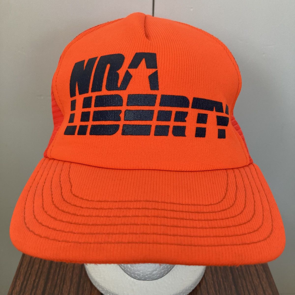 Vintage NRA LIBERTY SNAPBACK HAT CAP TRUCKER MESH NEON ORANGE HUNTER Size ONE SIZE - 1 Thumbnail