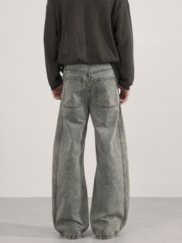 Japanese Brand Men's American street loose patchwork washed jeans Size US 32 / EU 48 - 4 Thumbnail