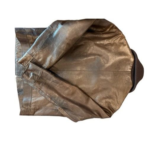 Zara Zara Man Brown Leather Jacket With Ribbed Collar & Quilted L Size L / US 10 / IT 46 - 4 Thumbnail