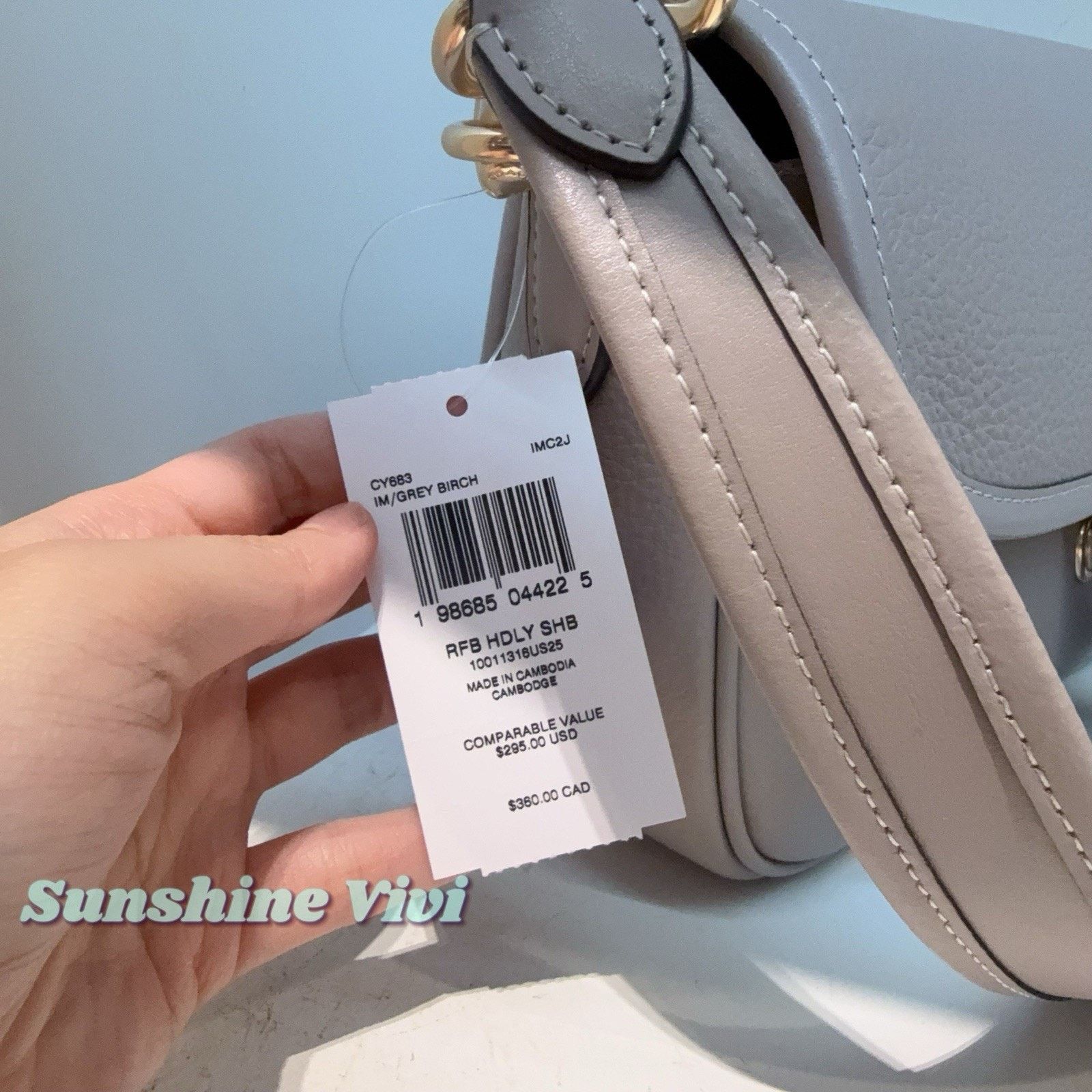 Coach NWT COACH Hadley Shoulder Bag Leather CY683 Gold/Grey Birch Size ONE SIZE - 6 Thumbnail