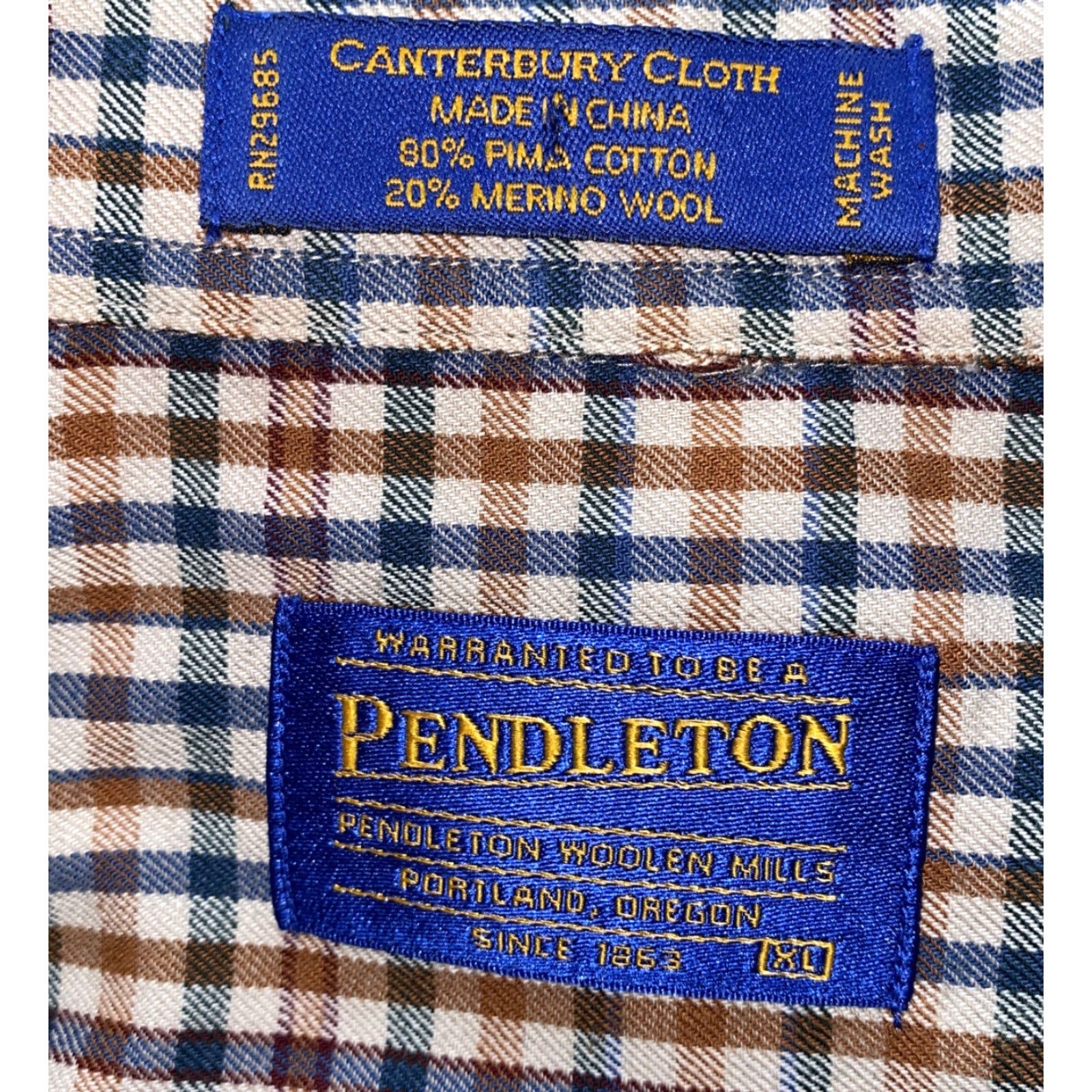 Pendleton Pendleton Mens Button-Up Shirt XL Wool Blend Multi Color Check Long Sleeve Regular Collar Front Button-Down Mens Size US XL / EU 56 / 4 - 6 Thumbnail