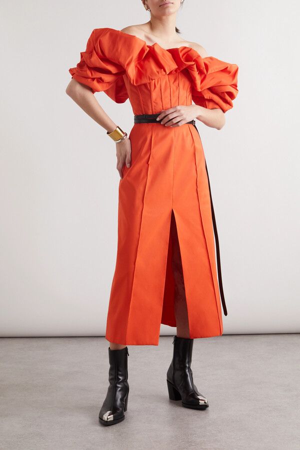 Alexander McQueen o1y0325 Elegant Midi Dress in Orange Size S / US 4 / IT 40 - 2 Thumbnail