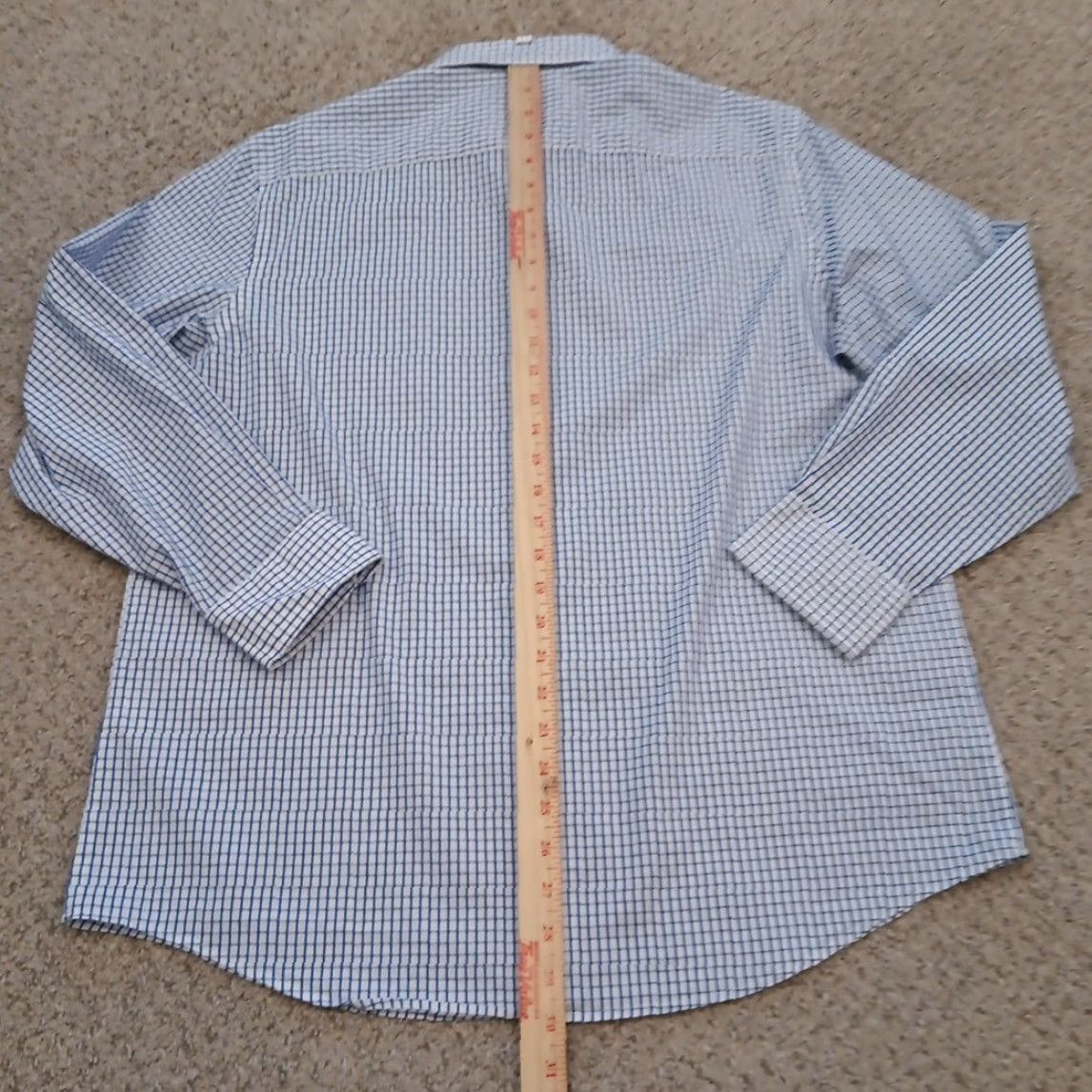 Haggar Haggar Shirt Mens 16.5 Blue Plaid Long Sleeve Button Up Cotton Blend Size US XL / EU 56 / 4 - 6 Thumbnail