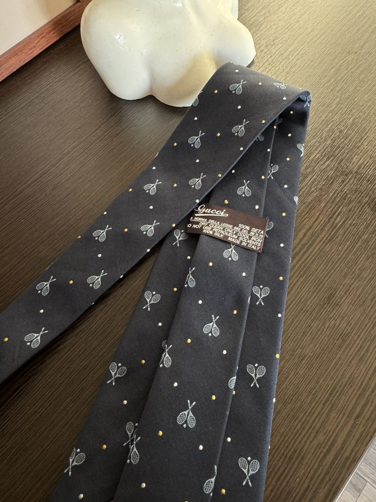 Gucci Vintage Gucci 1980’s Men’s RacquetsTennis Monogram Neck tie Size ONE SIZE - 4 Thumbnail
