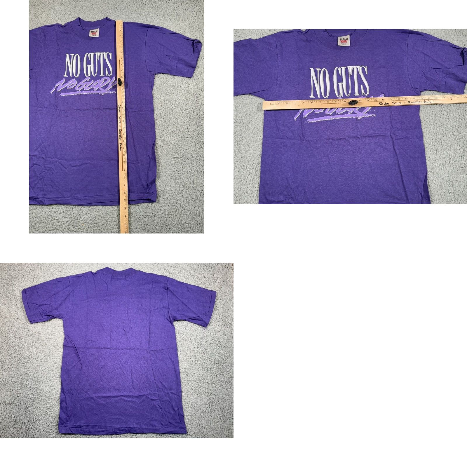 Vintage VINTAGE No Guts No Glory Shirt Mens Large Purple Raised Lettering Single Stitch 90s Size US L / EU 52-54 / 3 - 8 Thumbnail