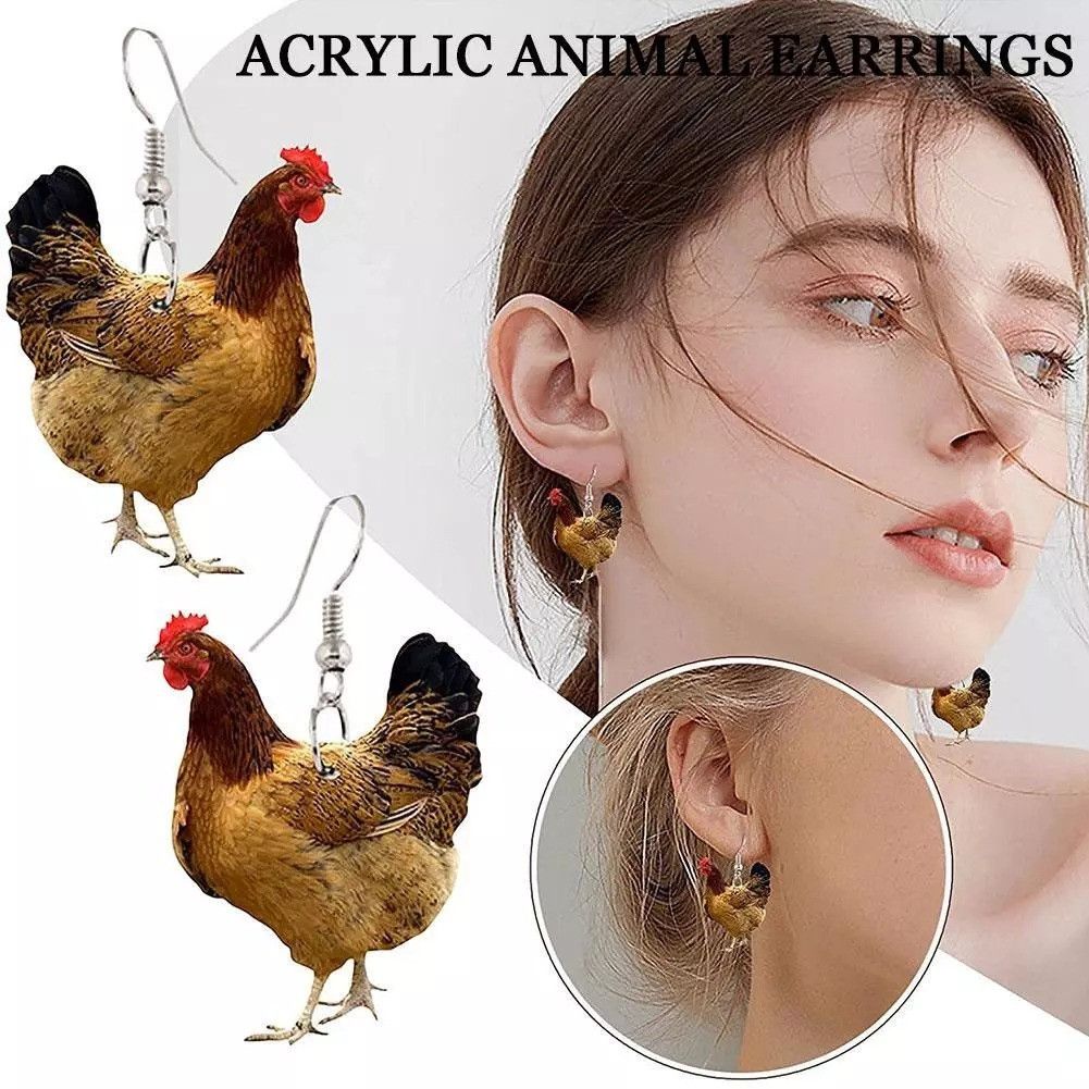Handmade Rooster Earrings Chicken Farm Animal Eggs Pet New Hens Farme Size ONE SIZE - 6 Thumbnail