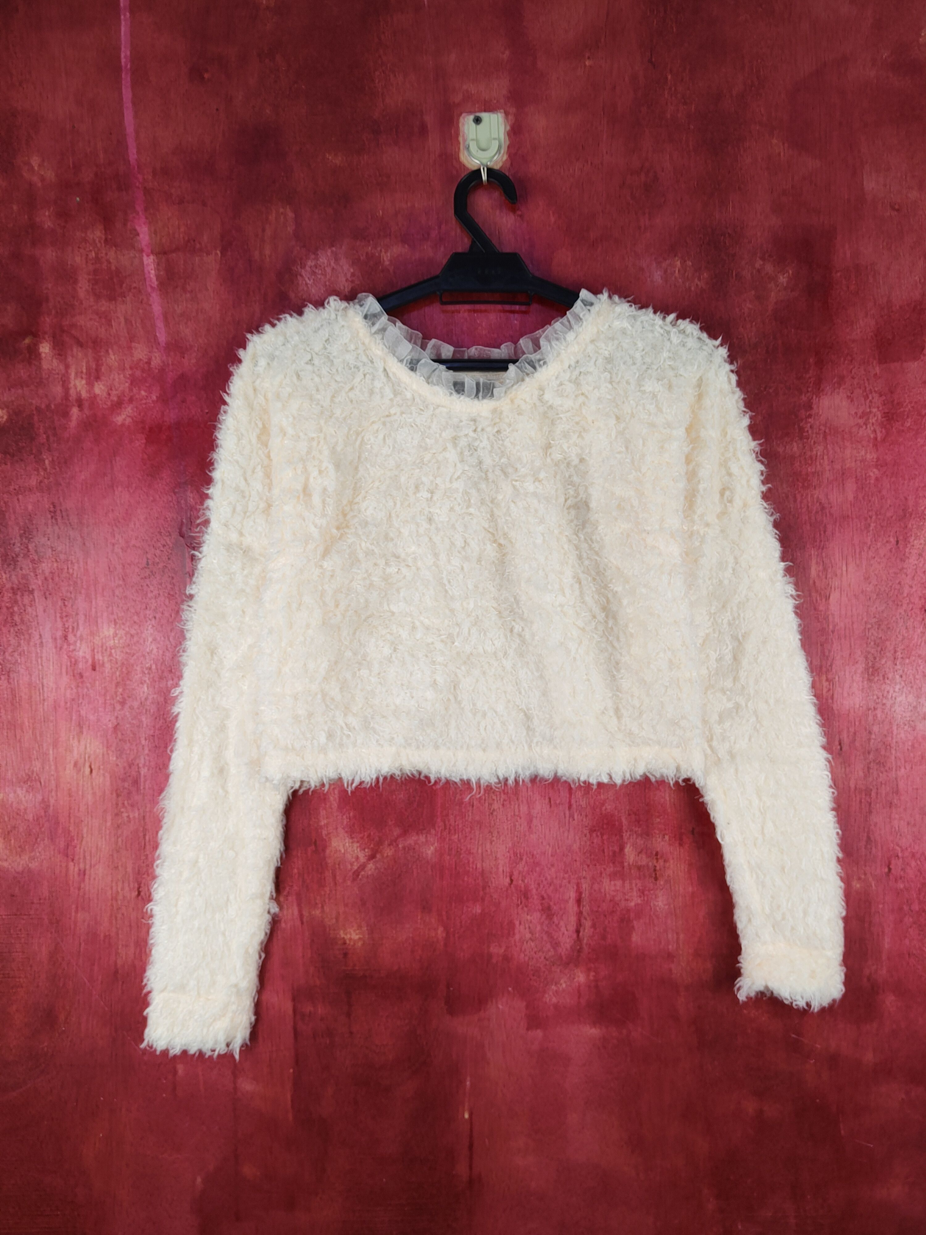 image of Homespun Knitwear x Vintage Evelyn Light Orange Shag Shaggy Fur Mohair Knitwear S1996, Women's (Siz