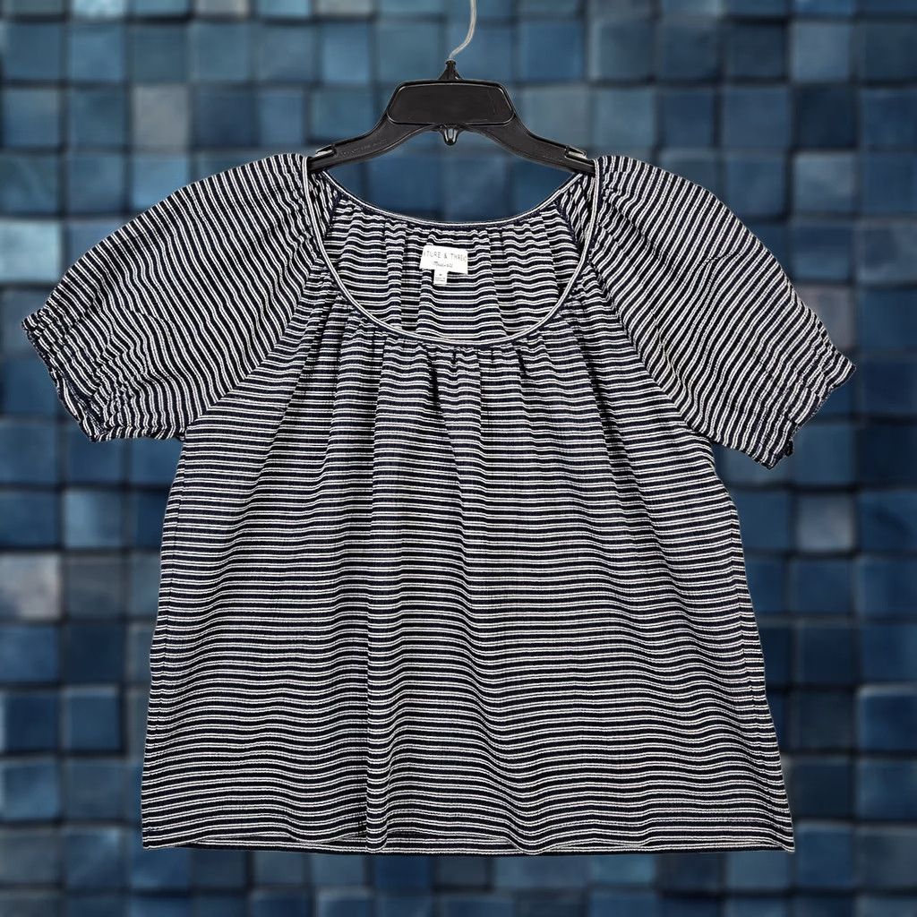 Madewell Madewell Stripes Round neck Waffle Top Women's Size M Multicolor Cotton Blend Blouse Short Sleeve Casual Regular Keyboard: Note - no extra text Size M / US 6-8 / IT 42-44 - 1 Thumbnail