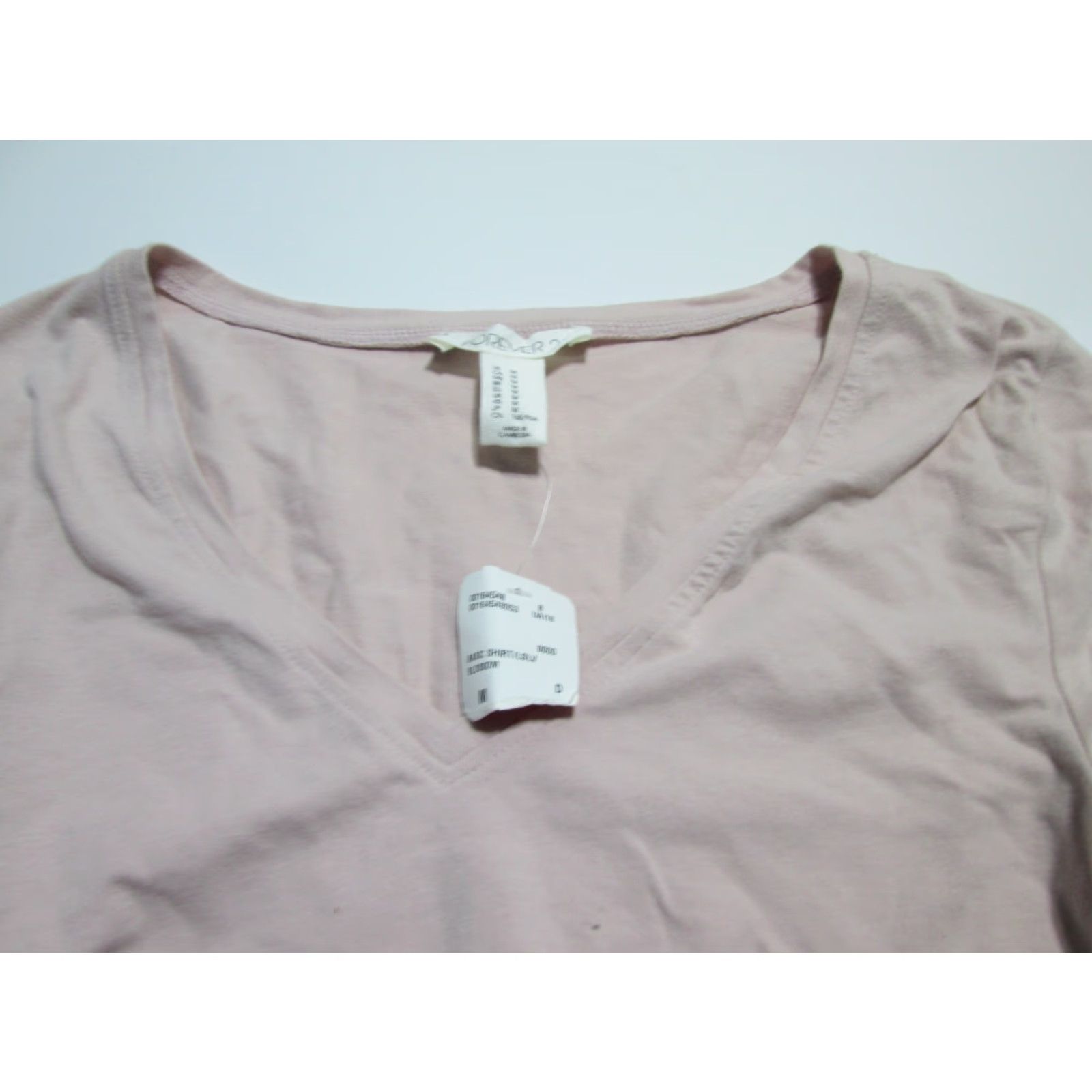 Forever 21 Forever 21 V-Neck Shirt Light Pink Long Sleeve Stretch Basic Womens M Size M / US 6-8 / IT 42-44 - 3 Thumbnail