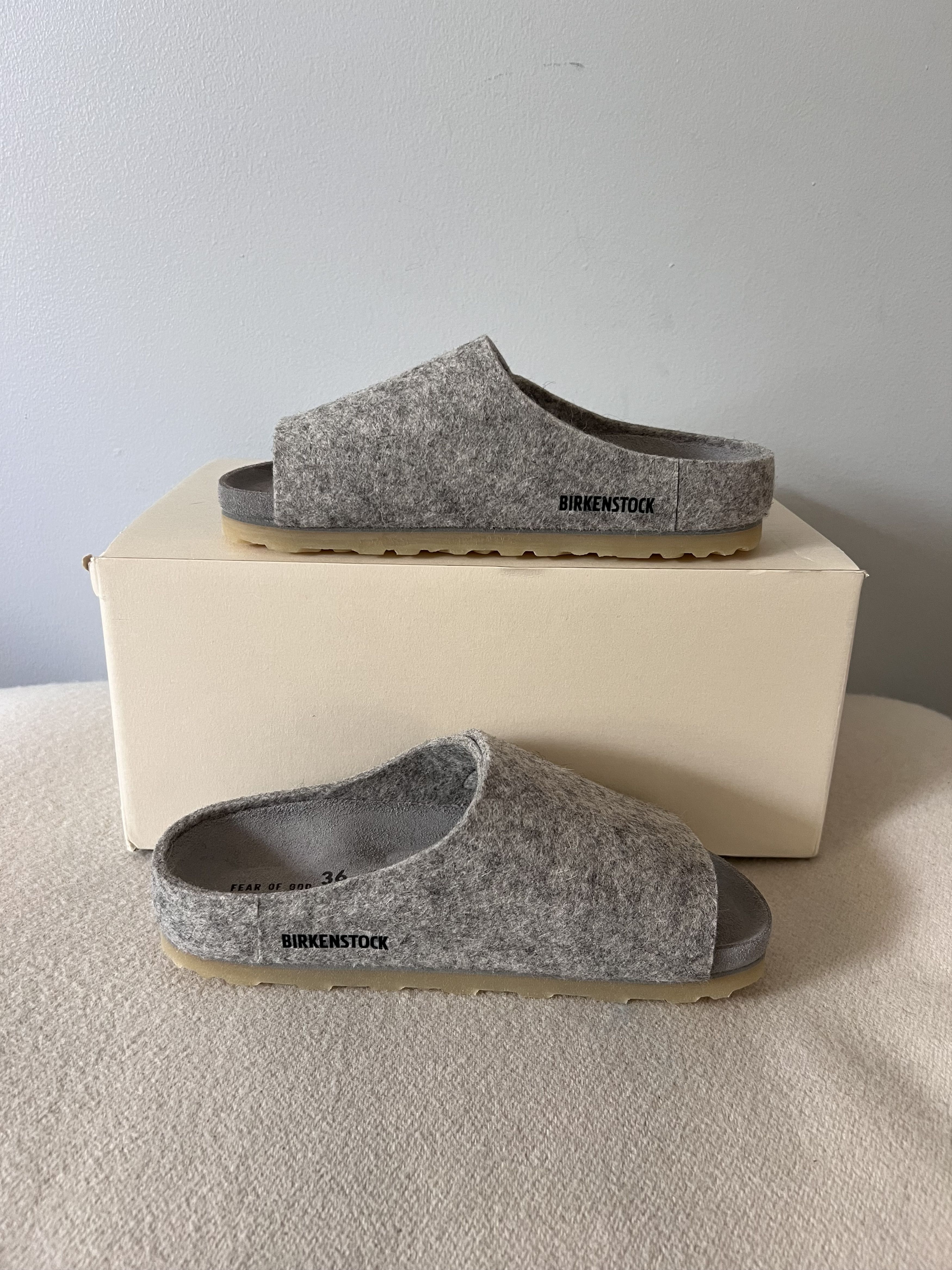 Birkenstock × Fear of God Fear of God Birkenstock Los Feliz in Cement Melange Wool Size US 6 / IT 36 - 3 Thumbnail