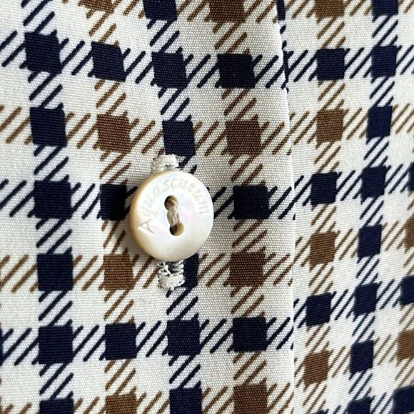 Aquascutum Aquascutum London Houndstooth Button Front Shirt Navy Olive Size L / US 10 / IT 46 - 3 Thumbnail