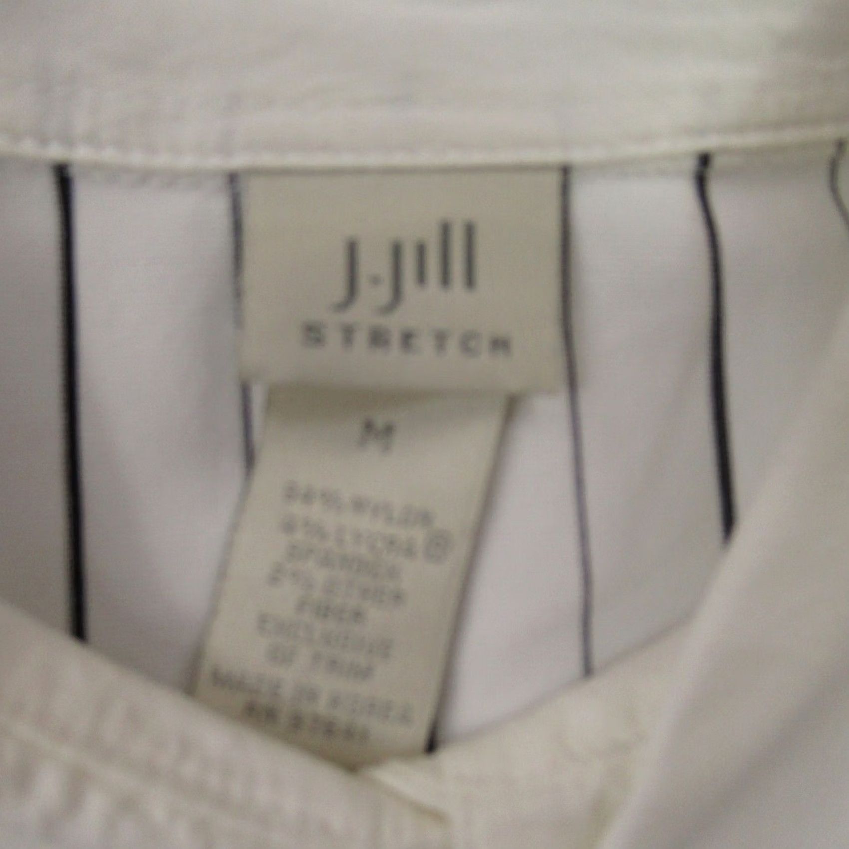 J. Jill J Jill Shirt Womens Medium Long Sleeve Button Front Stretch White Stripes Size M / US 6-8 / IT 42-44 - 3 Thumbnail