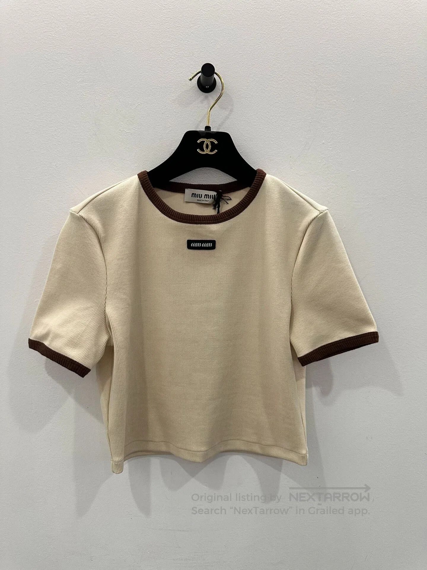 Miu Miu miumiu beige color block knit t. Size US M / EU 48-50 / 2 - 1 Thumbnail