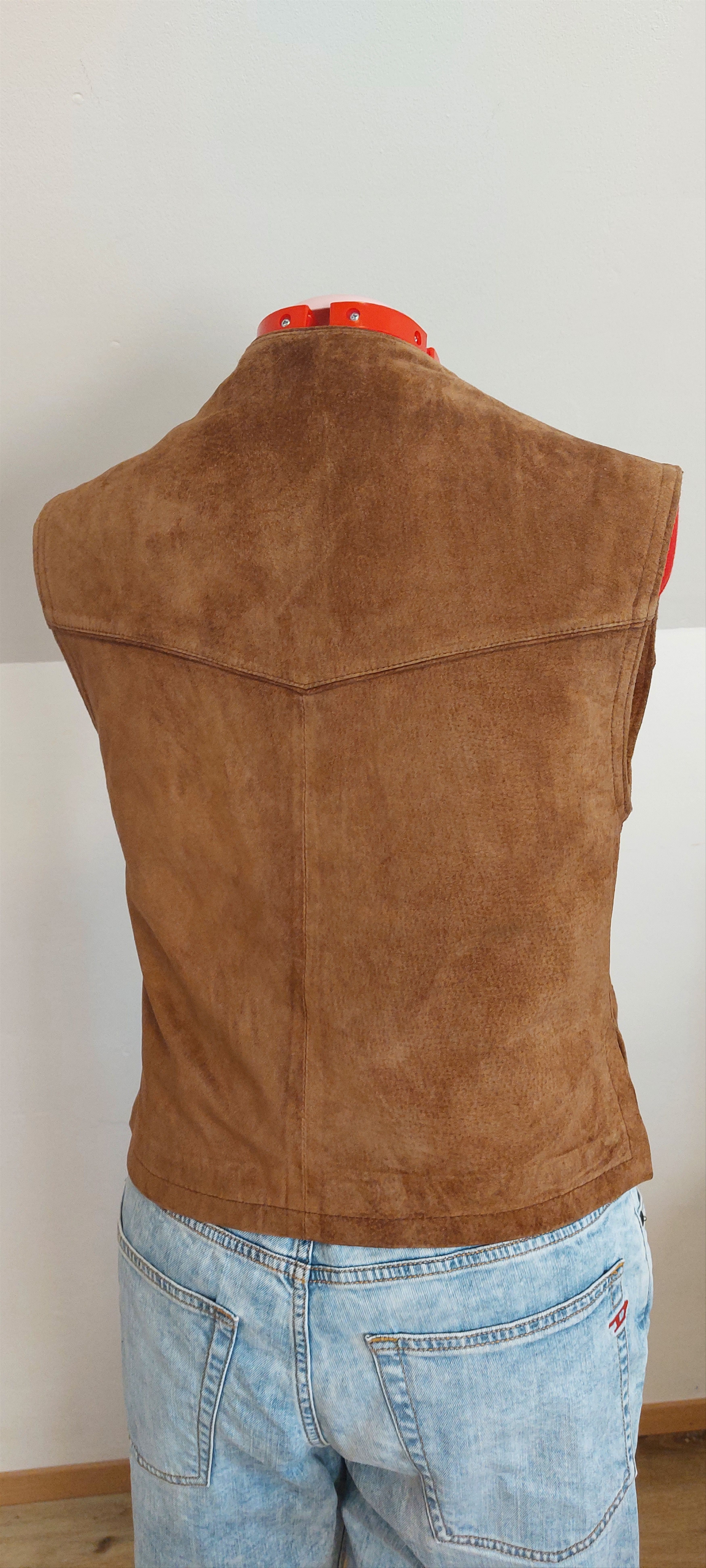 Vintage 90s Suede Trachten Vest – Vintage German Western Style Size S / US 4 / IT 40 - 4 Thumbnail