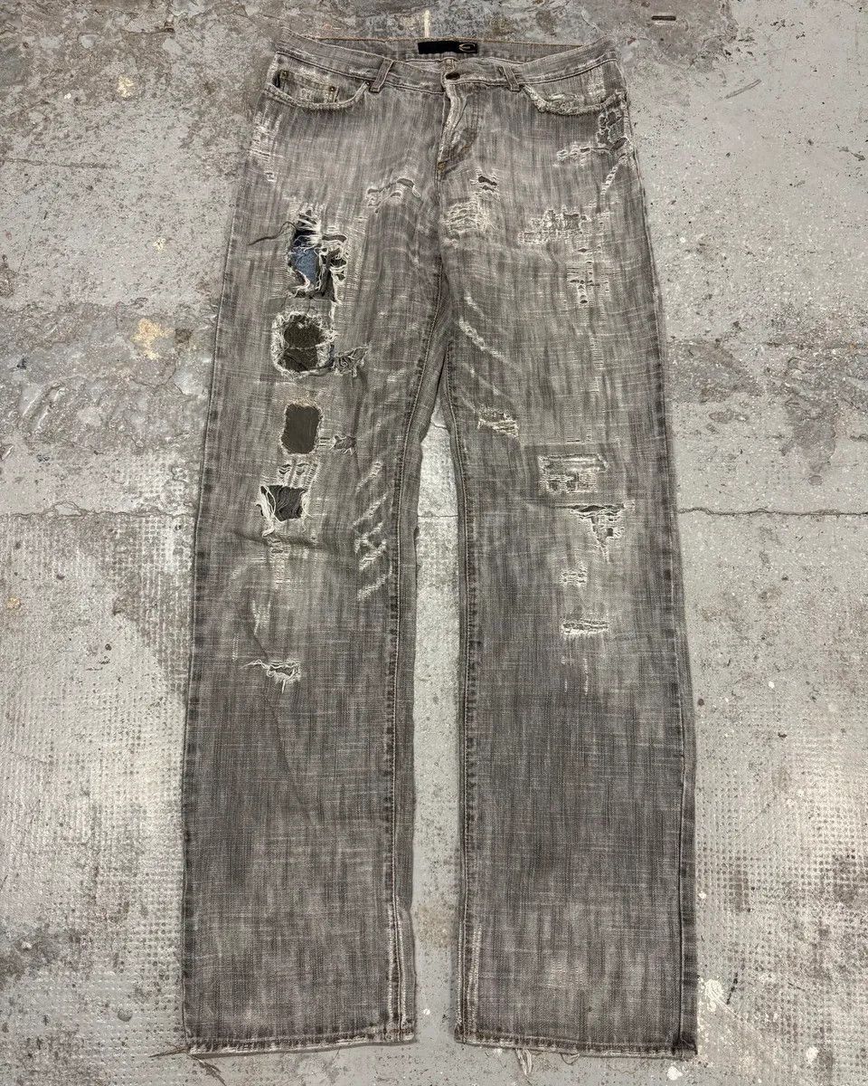 2000s Cavalli Destroyed Grey Denim Jeans
